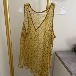 Floral Yellow Sheer Women's Top